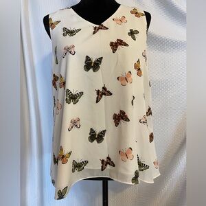 Cato White Tank Top With Butterflies Size Medium